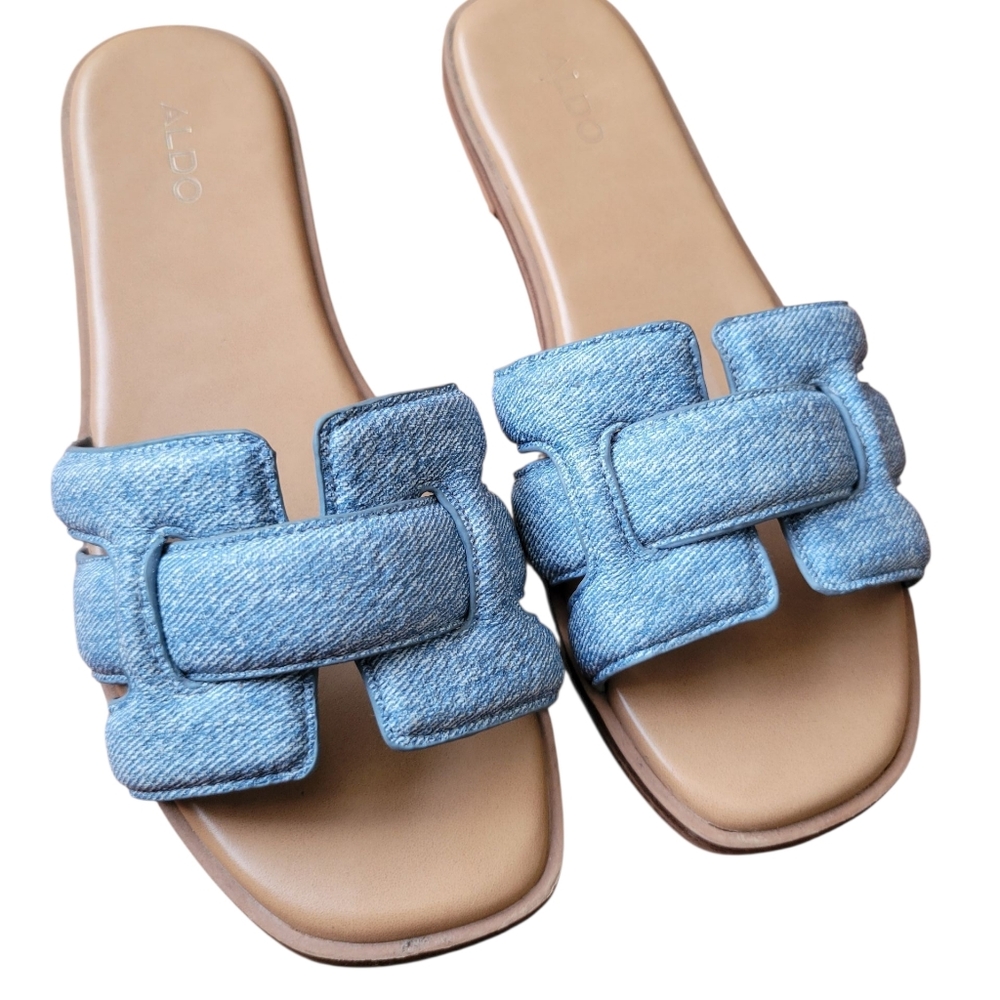 Aldo Women's Denim Blue Slide Sandals